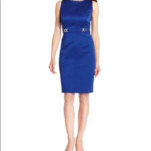 Tahari sleeveless blue dress